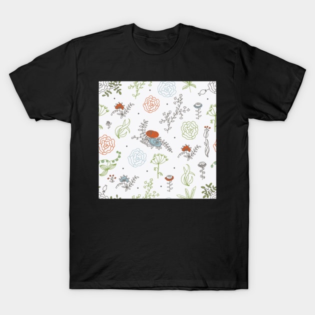 Elegance Seamless pattern with flowers T-Shirt by Olga Berlet